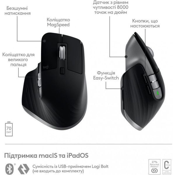 Мышь Logitech MX Master 3S For Mac Space Grey (910-006569, 910-006571) 910-006571 фото