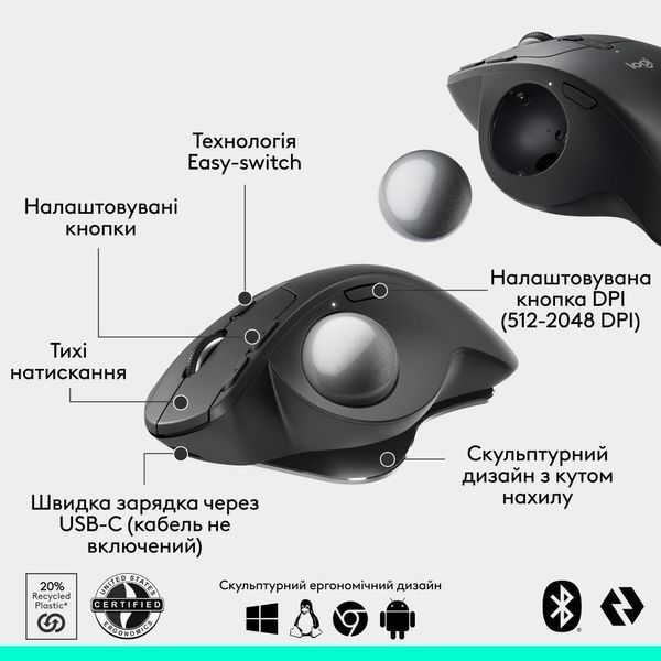 Миша Logitech MX Ergo S Graphite (910-007260) 910-007260 фото